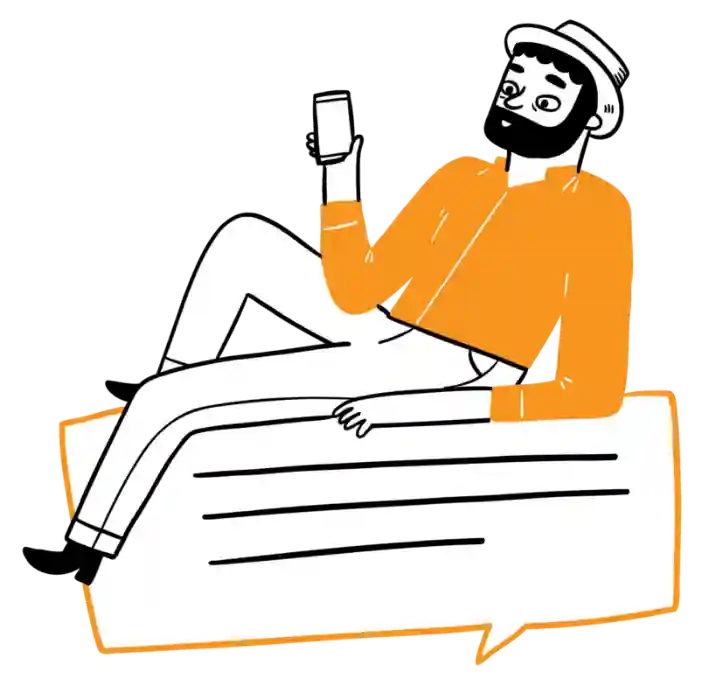 man lounging on a message looking at his phone
