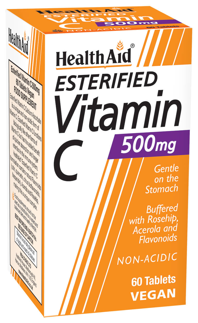 Esterfied Vitamin C 500mg, Calcium Ascorbate with Bioflavonoids, Acerola and Rosehip NEW - 60's Tablets