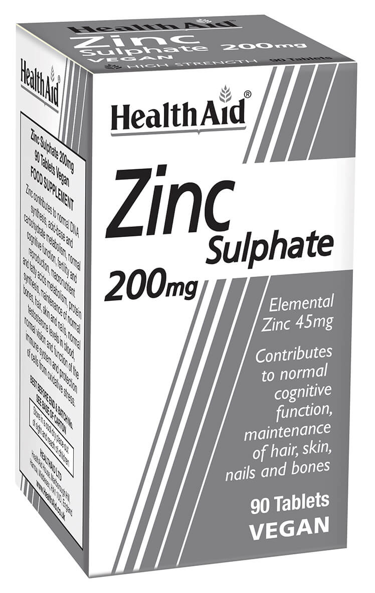 Zinc Sulphate 200mg (45mg elemental Zinc) - 90 Tablets