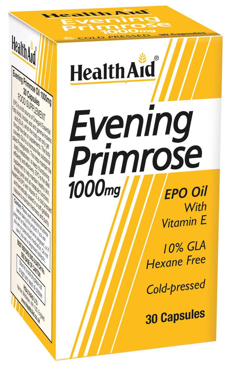 Evening Primrose Oil 1000mg + Vitamin E - 30 Vegicaps