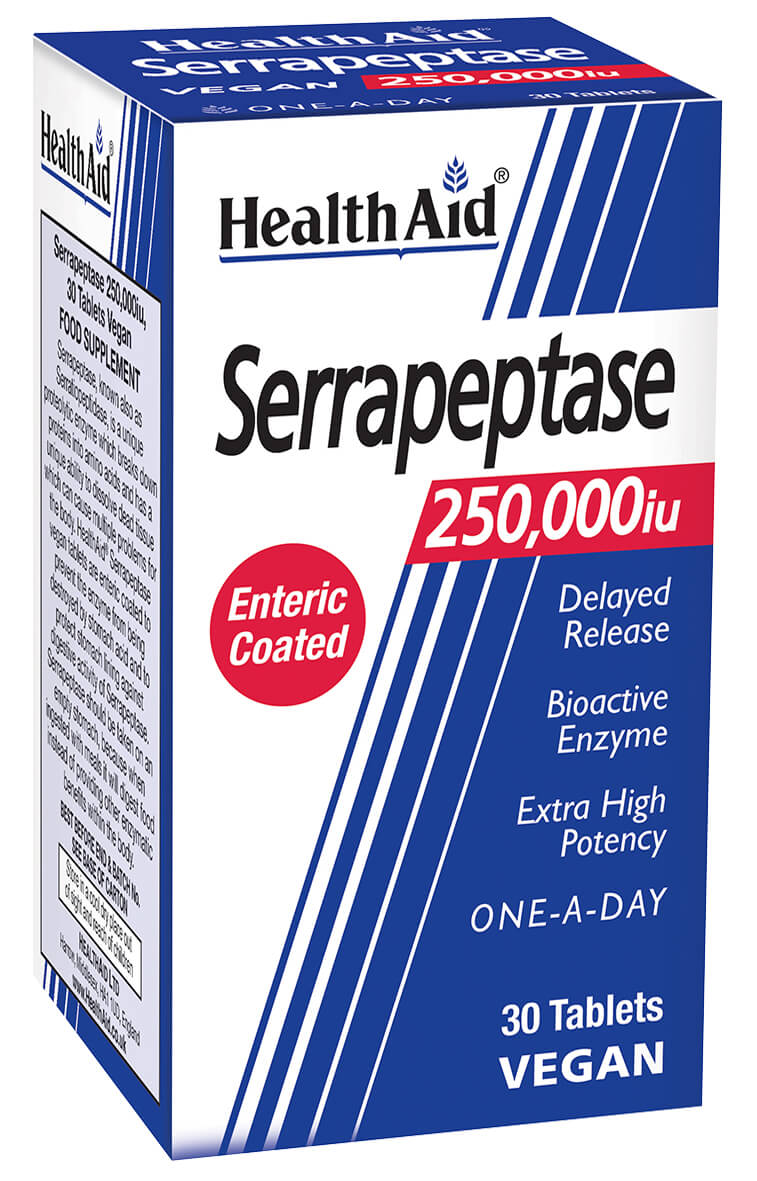 Serrapeptase 250,000iu NEW - 30's Vegan Tablets